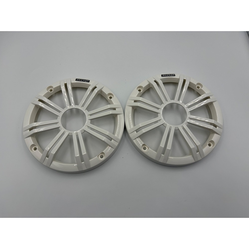Kicker Speaker Grilles Marine 6.5 White 45KM654 Pair Round Plastic Covers